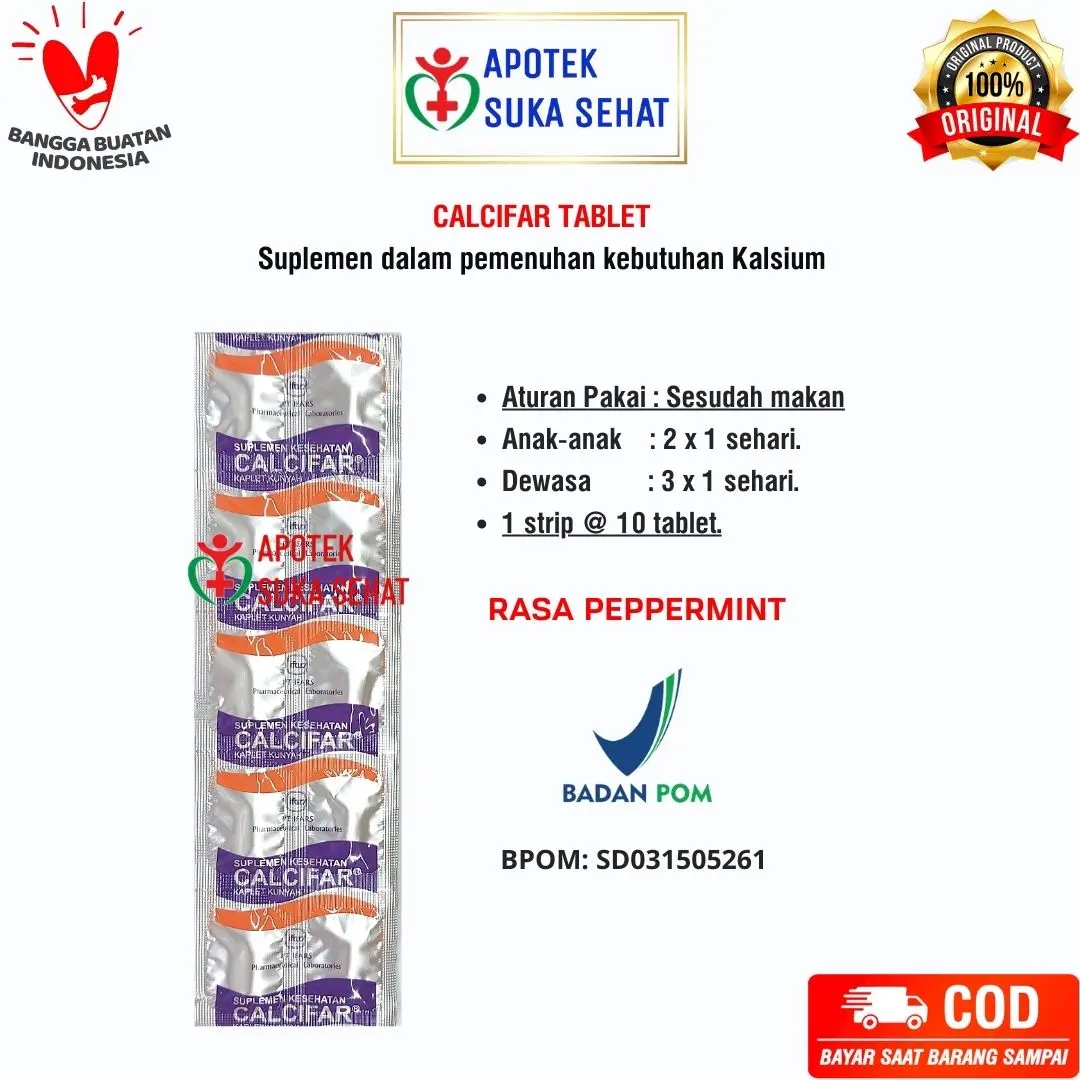 CALCIFAR | CALCIFAR PLUS STRIP 10 TABLET | Suplemen Tulang dan Gigi Kalsium
