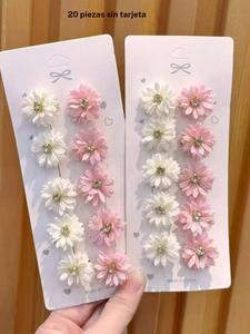 Pasadores para el cabello con flores bonitas y pedrería, conjunto de 20 piezas, accesorios para el cabello brillantes y dulces para niñas y mujeres