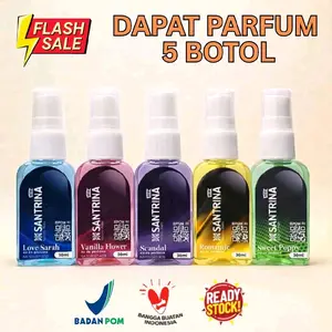 [ PROMO ] Santrina Extrait Parfume Viral Fresh Collection Dapatkan 5 Botol Segar dan Wanita Wangi Harum Tahan Lama EDP Kualitas Terjamin Paket Parfum Pria Mewah Wanginya