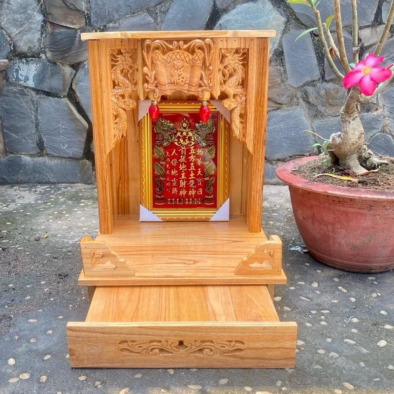 SALE RẺ NHẤT 38cm Bàn thờ thần tài ông thổ địa mini gỗ xoan 38cm 42cm chạm rồng gỗ tự nhiên sơn vàng đẹp có đèn và mâm kéo Decor Decor Phòng Trang Trí Nhà