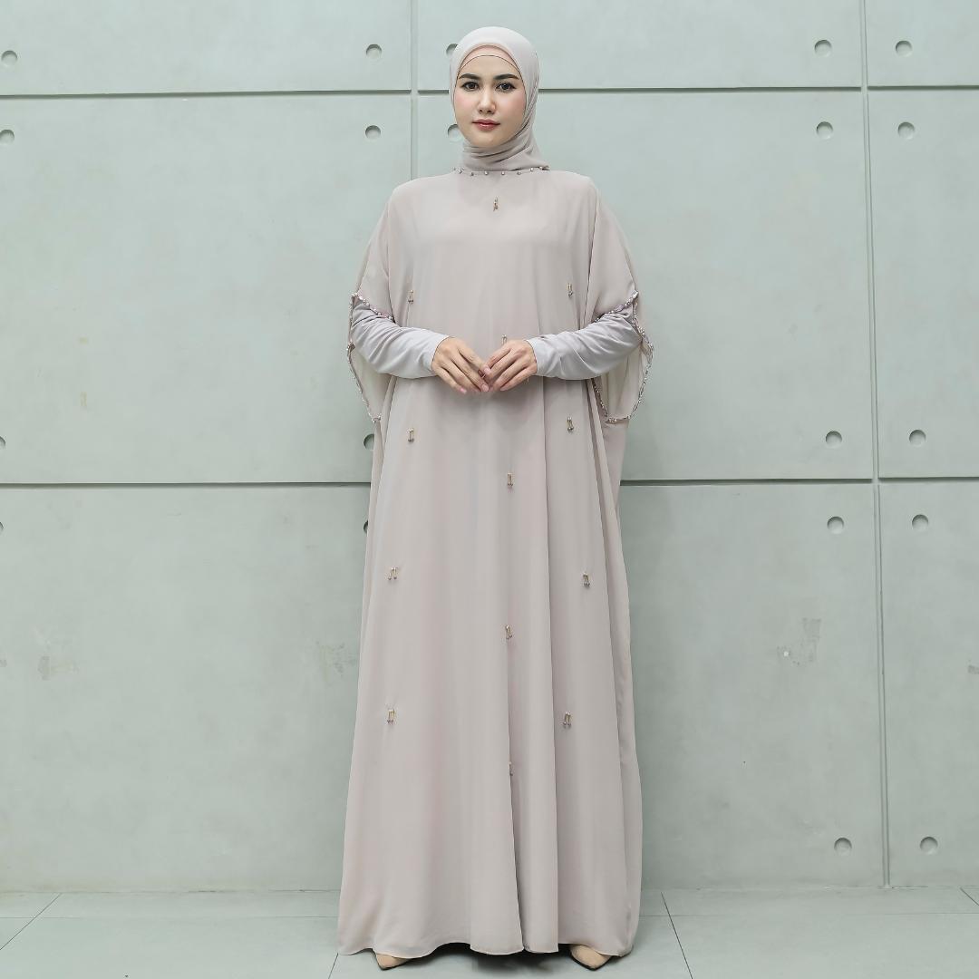 Aisyalina Id Gisella Set Khimar Pashmina Segiempat Bahan Ceruty Armany Baby Doll mix Jersey Gamis Wanita Muslim Elegan