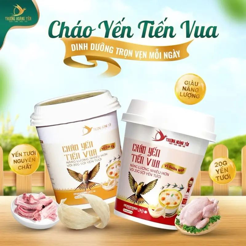 Thượng Hoàng Yến – 1 Hộp Cháo Yến Dinh Dưỡng Cho Cả Nhà – Dạng Cốc Ăn Liền – Tổ Yến Nguyên Chất, Vị Gà, Vị Sườn Tự Nhiên