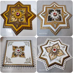 Fitting Hias Besar Ornamen Lampu Plafon PVC Gypsum Decor 45cm - Mudah Dipasang & Anti Bocor Hiasan