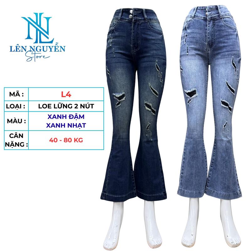 L4 Len Nguyen Store Quần Jean Bò Nữ Loe Lững Lưng Cao 2 Nút,Dài 90-92cm Màu Xám Xanh Size 40kg-80kg Thiết Kế Co Giãn Mền Mịn Bigsize Hotgirl Skinny Ống Ôm Trẻ Trung Tự Tin. Pants Women Vải Cao Cấp Co Giãn ,Mềm Mịn Thoáng Mát