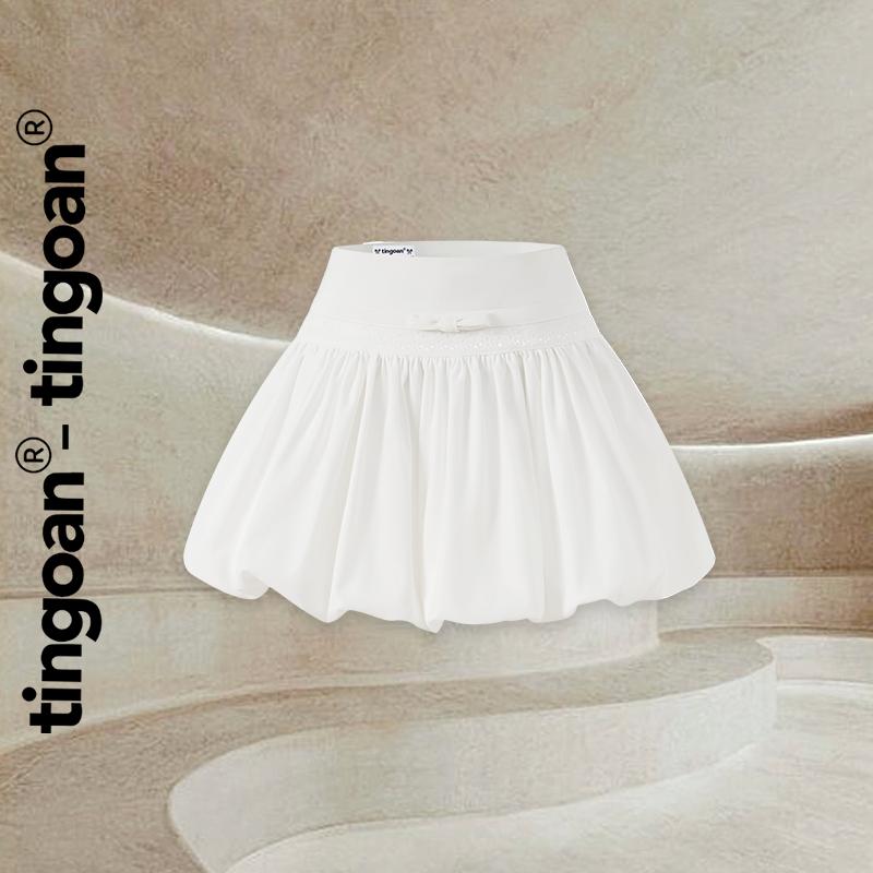 TINGOAN - Chân váy cạp lửng nơ eo trắng zúm bồng dưới có quần váy trong CHIQUITA SKIRT WH