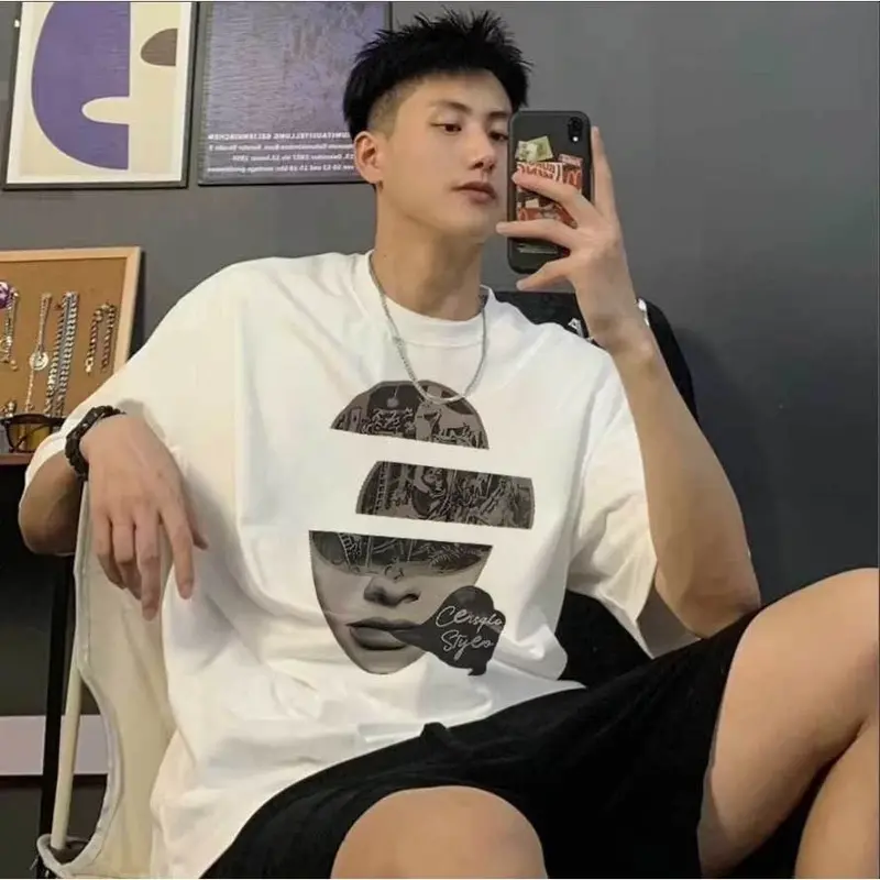 T-shirt Atasan Baju Kaos Oversize Pria Putih Lengan Pendek Dewasa Distro Katun Combed Cowok C104 0