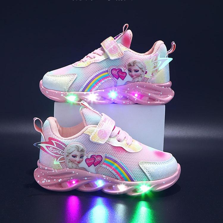 SUGE kasut frozen budak perempuan Girl Sports Shoes Fashion LED