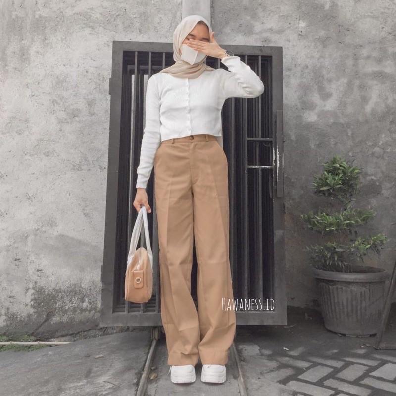 Kulot linen highwaist kulot linen SEOUL kulot wanita celana wanita kekinian korean style 4