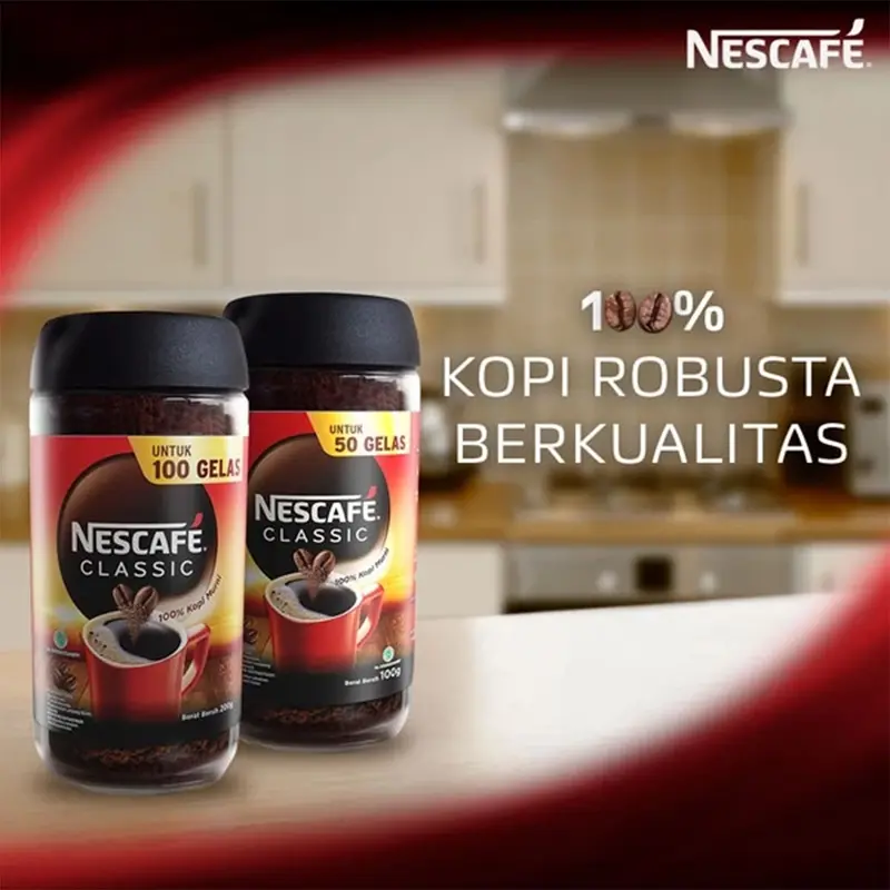 NESCAFE Classic Kopi Instan Kopi Hitam 100g Dan 200g Jar 0