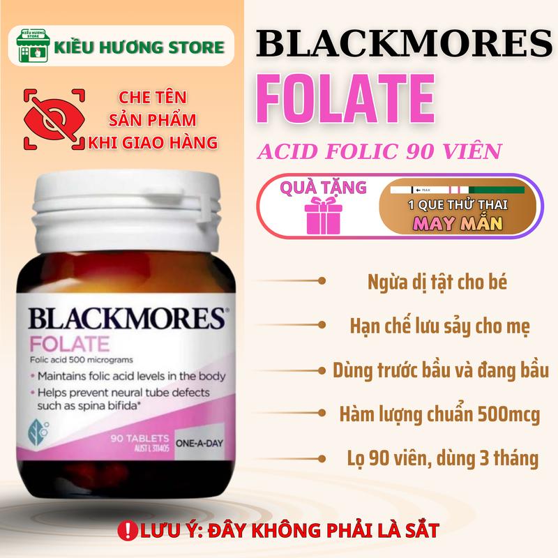 [KHS] Bổ sung axit folic (acid folic) - Cho mẹ trước khi mang thai và mẹ bầu - Blackmores Folate 90 Viên