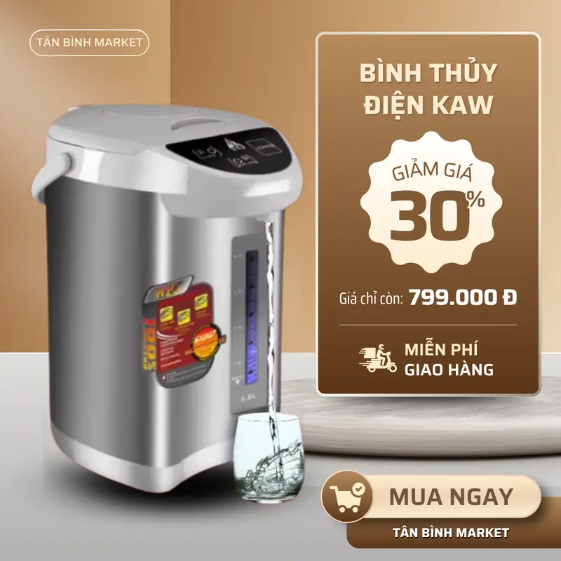 Bình Thủy Điện KAW Dung Tích 5.8L Đun Siêu Tốc, Giữ Nhiệt, An Toàn - BẢO HÀNH 1-1 Đun Nước Inox Ấm Đun Bình Đun Nước Chính Hãng 0