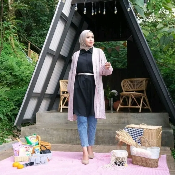 CARDIGAN BRUKAT BONUS SABUK Kardigan Panjang Wanita Muslim Outer Balon kondangan brokat Korean 6