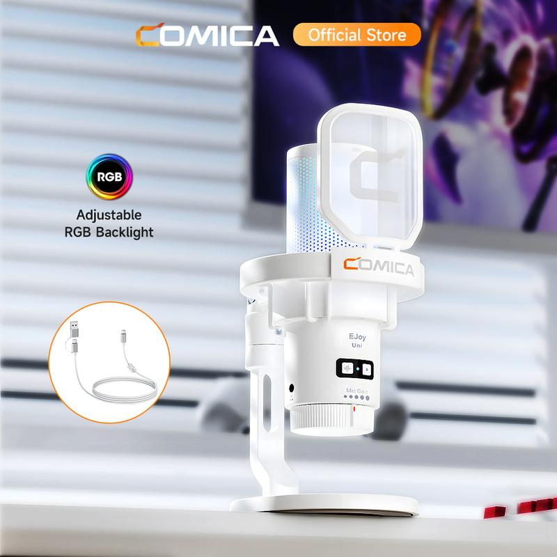 Micro chơi game có dây COMICA EJoy Uni, Mic ngưng tụ RGB, với khử tiếng ồn một…
