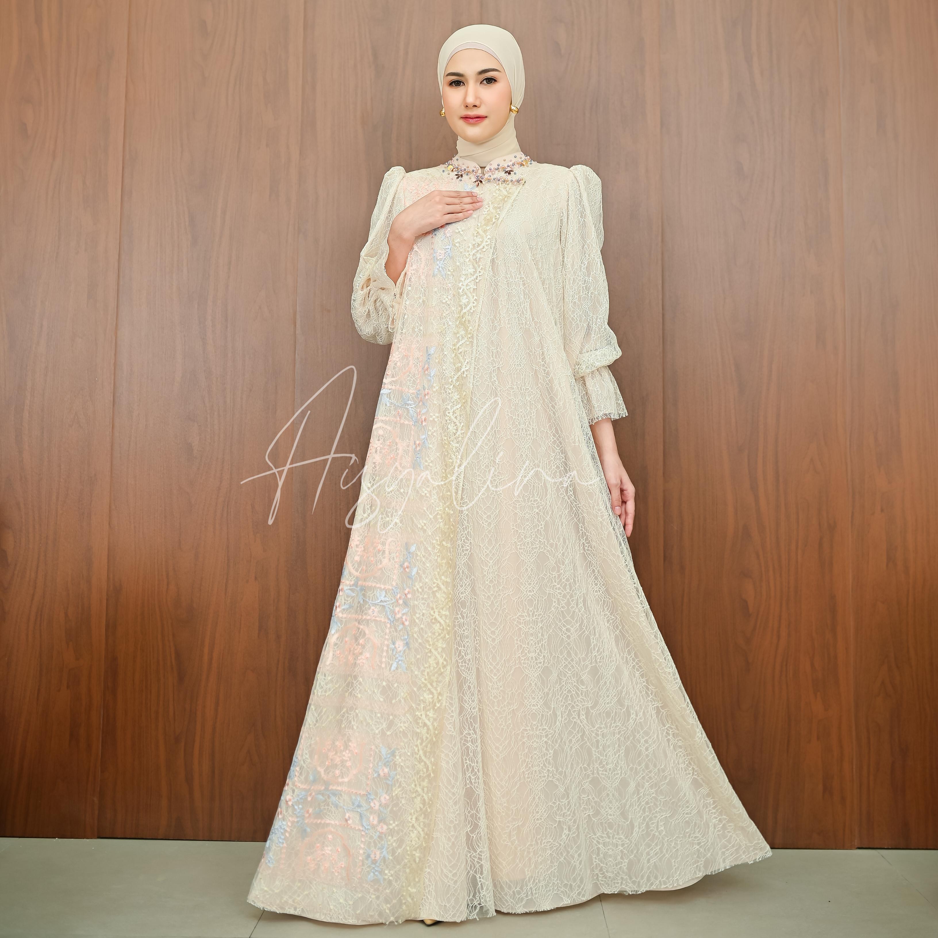 Aisyalina Id Dinara Dress Series Tanpa Hijab Bahan Ceruty Baby Doll Mix Cantili Mix Furing Mix Brukat Payet Dress Gamis Wanita