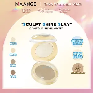 MAGEFY All Skin Types Highlighter & Bronzer Duo Highlight & Contour Powder Tekstur Halus, Kontur Natural, Warna Tahan Lama & Mudah Dibawa MF-F06