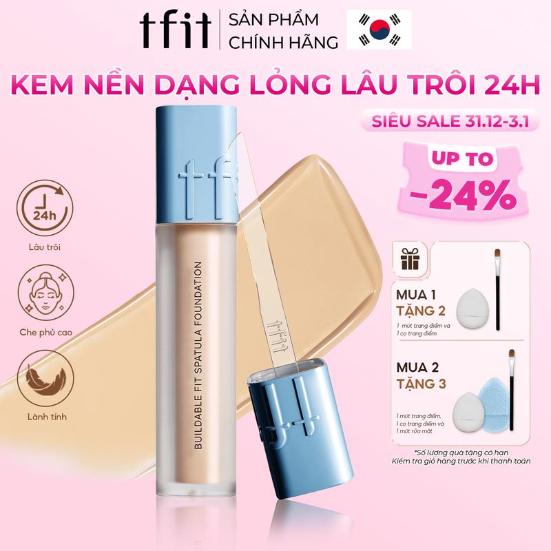 TFIT Kem Nền Mỏng Nhẹ Lâu Trôi 24h 15g Che Phủ Cao Kem Nền Lâu Xuống Tone Nhẹ Mặt Buildable Fit Spatula Foundation