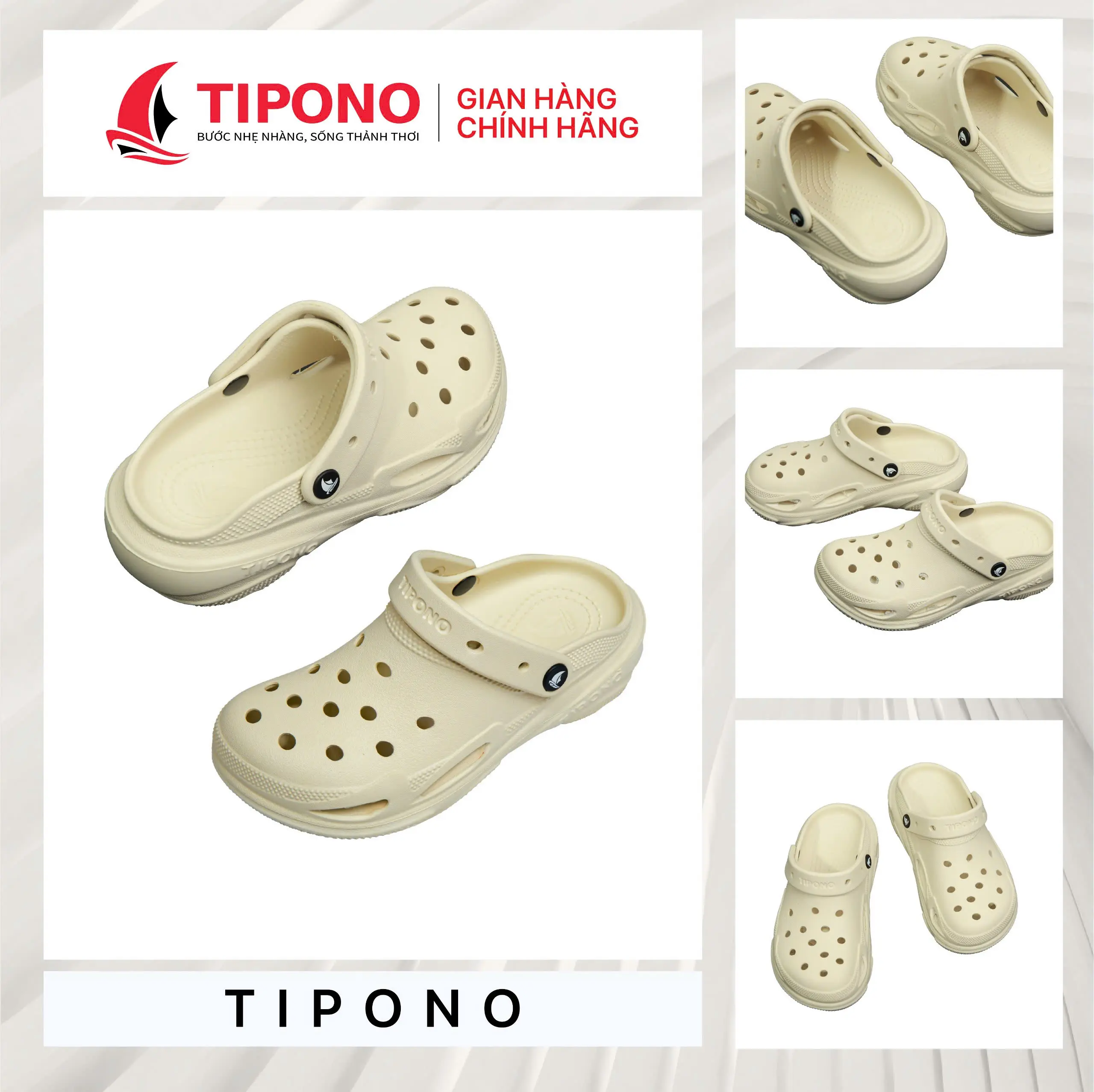 TIPONO LM83 [Tặng Charm Ngẫu Nhiên] Dép Sục Trẻ Em Nam Nữ EVA Mềm Êm, Đế Cao 5-6cm, Chống Trơn, Đi Học Đi Chơi