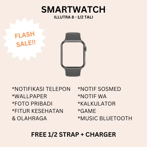 PAKET LENGKAP!! JAM SMART FASHION SERIES 8 {HEADSET + 2STRAP + JAM LED}