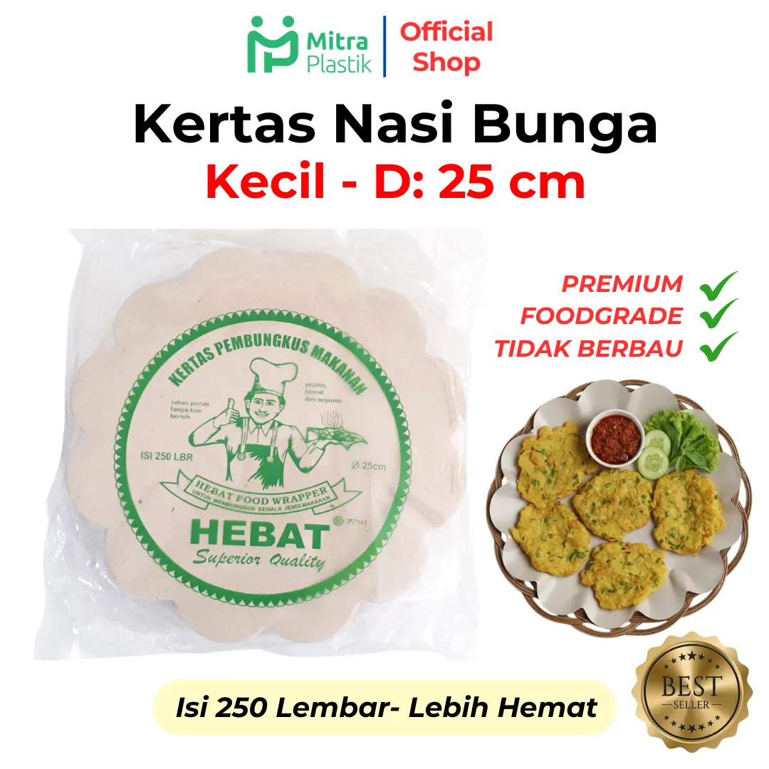 Kertas Nasi Bunga Kecil 25cm Cap Hebat 250lbr Kertas Coklat Kertas Minyak Pembungkus Makanan Bulat Default Spesifikasi