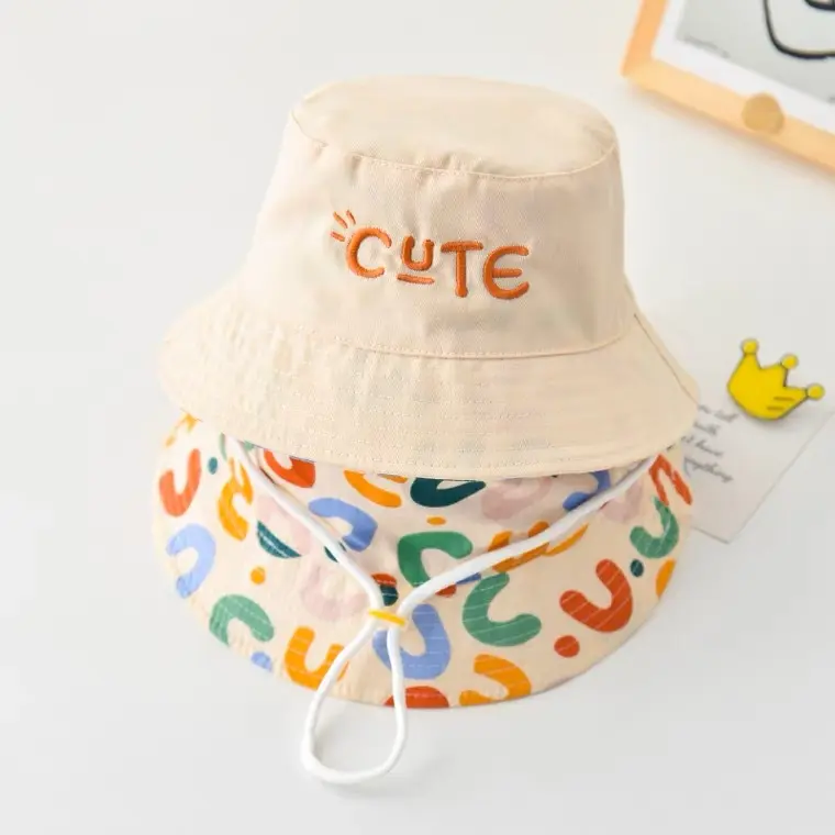 Mũ Bucket Trẻ Em, Hai Mặt, Thêu Chữ, Dành Cho Trẻ Em, Mũ Ngư Dân, Thích Hợp Cho Bé Trai Và Bé Gái, Lý Tưởng Cho Các Hoạt Động Ngoài Trời Mùa Xuân Và Mùa Thu, Chống Gió Và Chống Nắng, Mũ Chống Nắng 4