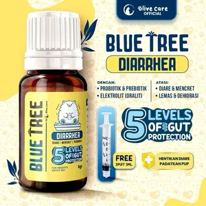 Olive Care Vitamin Obat Kucing BLUE TREE Diarrhea (Diare) dengan 5 Lapis Perlindungan Usus kandungan Probiotik, Prebiotik, Oralit & Antimikroba Alami untuk Diare Akut, Pup Lembek/Cair, Iritasi Usus, Dehidrasi, Bakteri, Virus, Kesehatan Pencernaan