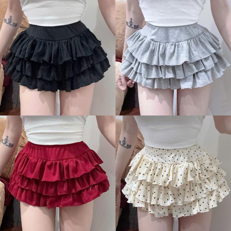  Chân váy nữ nhiều tầng dáng ngắn có quần bảo hộ PLQ359 