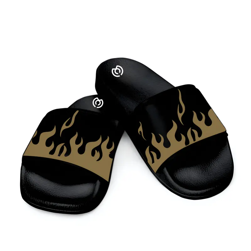 Sandal Selop Pria Kekinian RFS Motif Api Hitam Putih, Kasual dan Trendi - Shoes Karet PVC Sendal 5