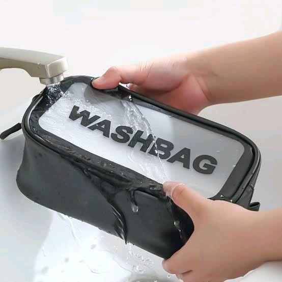 Tas Kosmetik Transparant WASHBAG Pouch Travel Make Up Bag Organizer ukuran S 1