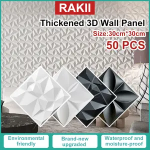 50pcs Wallpaper 3D 30x30cm panel dinding PVC berkualitas tinggi stiker langit-langit dekorasi dinding wallpaper cantik