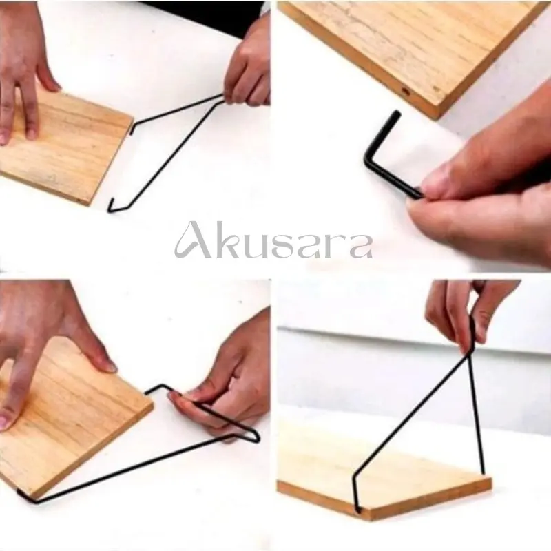 Rak Besi Kayu Serbaguna Minimalis Ambalan Gantung Kosmetik HMR Grade A Anti Karat 3 Pcs - Dinding 6