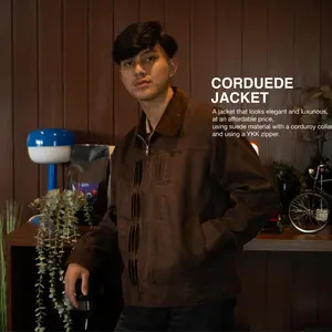 Essentials Corduede Zipper Jacket Suede Pria