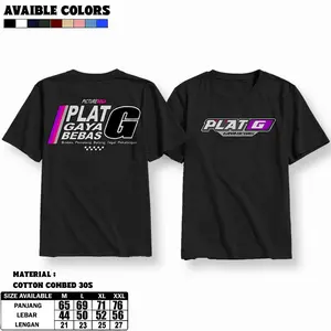 PLAT G Distro T-shirt Kaos Pria & Wanita Unisex Cotton Combed 30S Sablon DTF HD Digital Printing Bahan Adem Nyaman Variasi Warna Banyak Terbaru