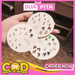 JR02 Anting Tusuk Stud Karakter Fashion Wanita Isi 7 Pasang Aksesoris Wanita Gaya Korea Earrings Earrings