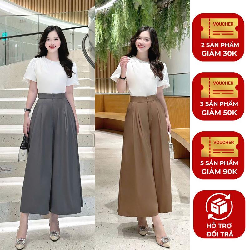  Quần dáng váy Nữ  KHÔNG KÈM ÁO  thiết kế Nhật Vy ống rộng form dáng dài chất lụa phù hợp công sở dự tiệc  che mỡ bụng bigsize  - D3143 