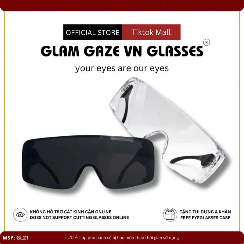 Kính Chống Bụi & Giọt Bắn Đi Đường Chống Chói Hoăc Tia UV GLAM GAZE VN Cho Người Đi Xe Máy Xe Đạp Hoặc Chơi Thể Thao - Tặng kèm Túi Đựng Kính Chống Trầy Xước Và Khăn Lau Kính Phụ Kiện Sport Chạy Xe Máy & Xe Đạp 0