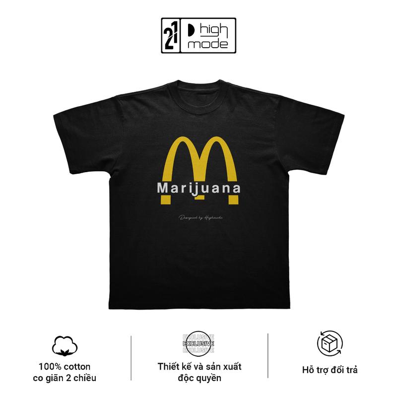 Áo thun HIGHMODE "Marijuana" - Form Oversize, 100% cotton, unisex nam nữ