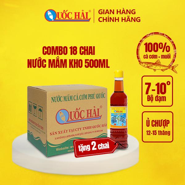  Nước mắm Phú Quốc Quốc Hải - Combo 18 Chai Tặng 2 chai Nước Mắm Kho Nắp Vàng 