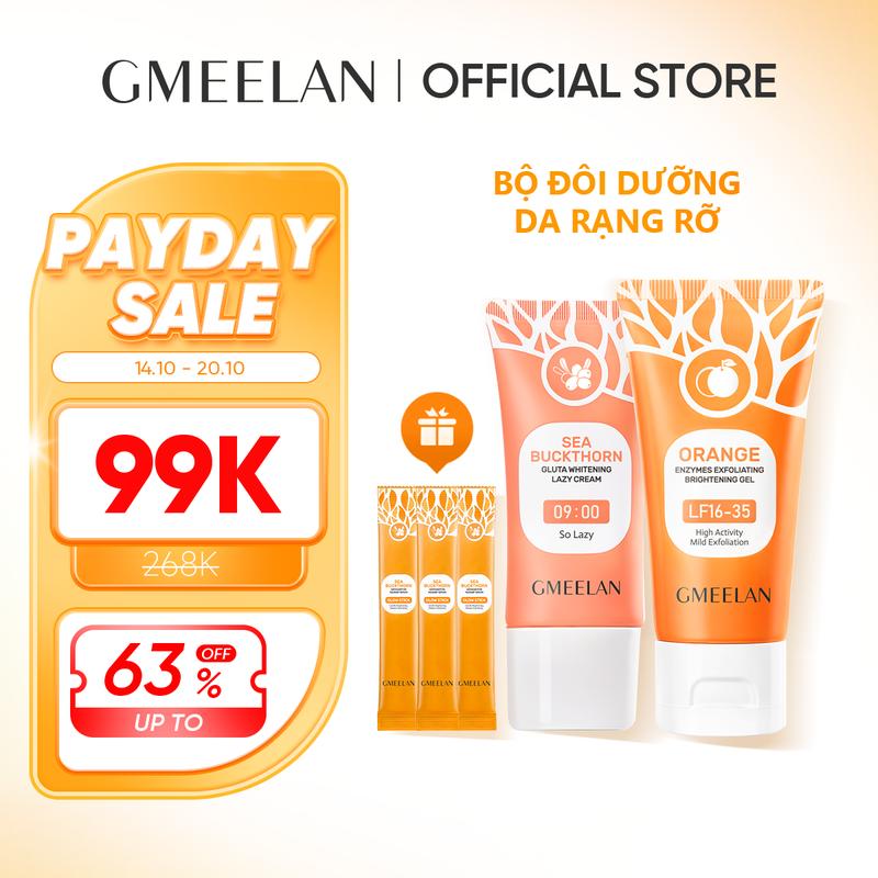 【B KEM+GEL COMBO 1+1 GMEELAN Gel Tẩy Tế Bào Chết Da Mặt 50g + Kem cho người Glutathione 30g