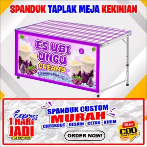 Banner Taplak Meja ES UBI UNGU, Spanduk Taplak Meja ES UBI UNGU, ukuran 120x120 cm