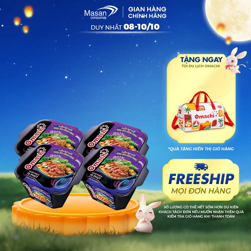 Combo 4 Lẩu Tự Sôi Bắp Bò Riêu Cua Omachi 276gr (Mẫu Bao Bì Giao Ngẫu Nhiên)