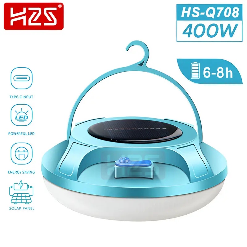 H2S Lampu Emergency UFO Gantung Solar Panel Camping Lamp 0