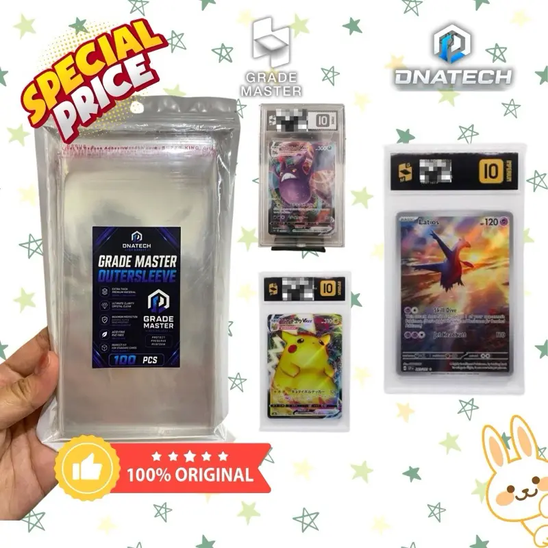 Grade Master Slab Sleeve Premium 40 Micron untuk Kartu Slab Pokemon - Plastik Slab Grademaster