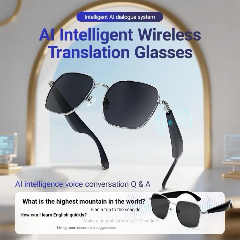 Kacamata AI Penerjemah 100+ Bahasa | Real-Time, Musik & Telepon – GY200 HiTech Glasses Bluetooth headphones 0