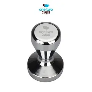 One Two Cups Tamper Kopi Espresso Flat Stainless Steel 51mm - SS51 - Silver, Standar