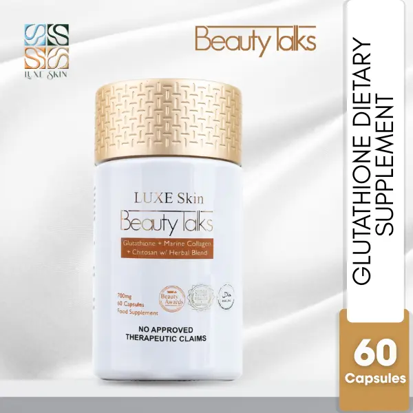 luxe skin beauty talks glutathione BEAUTY TALKS GLUTATHIONE with CHITOSAN 60 Capsule Bottle Supplement