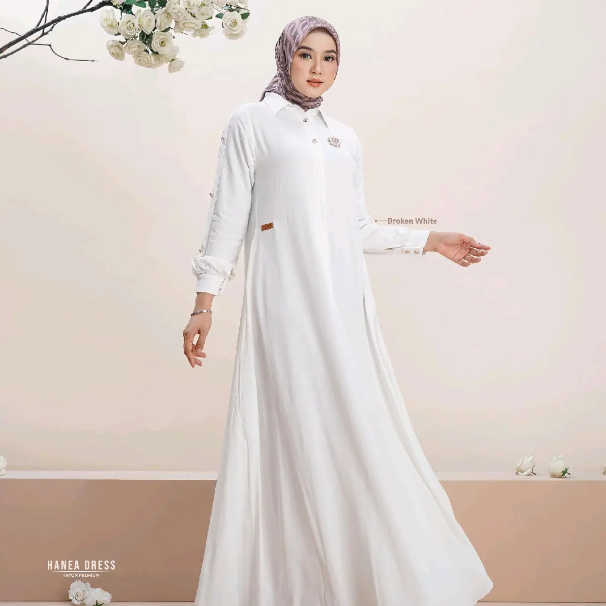 Hanea Dress By Nadheera Luxury,Gamis Rayon polos adem.Nadheera Luxury ORI.outfit Daily,kondangan,Hangout,model simpel tapi elegant Wanita Muslim Syari Simple Remaja Dewasa Pesta Mewah Lebaran