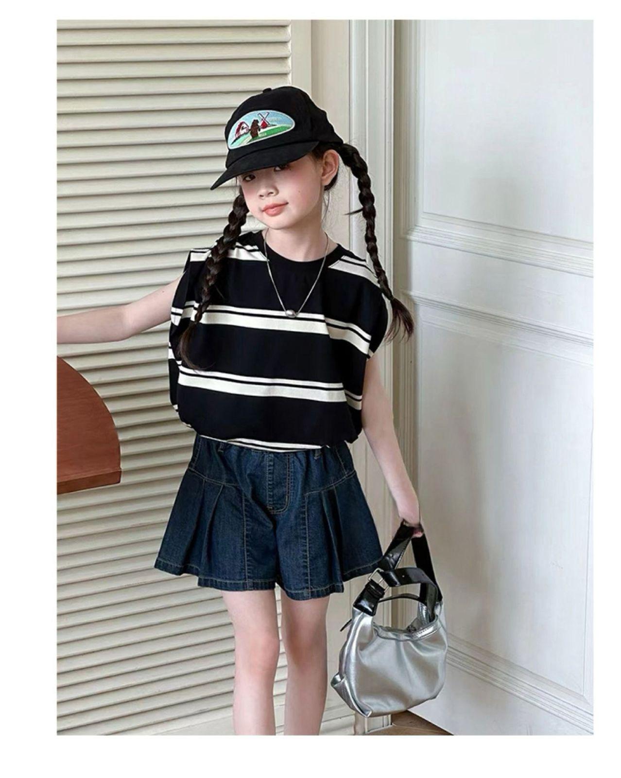 [KIDSFASHIONKOLESI] 3025 Setelan Blakely Blaster With Denim Pleat Skirt Sleeveless Anak Perempuan