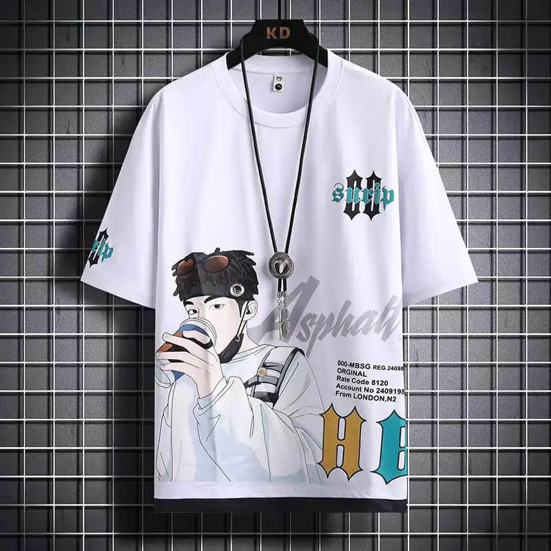 Baju Oblong Pria ASPHA Lengan Pendek Kaos liburan regular  t-shirts distro Fit Panjang Polos Cowok Putih Atasan Dewasa Hitam Santai Katun Motif
