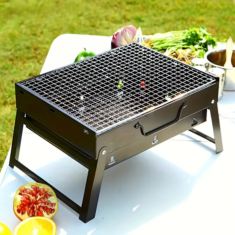 Portable BBQ Charcoal Grill Stainless Steel Small Mini BBQ Tool Kit Outdoor Cooking Camping Picnic Beach Portable BBQ Metal