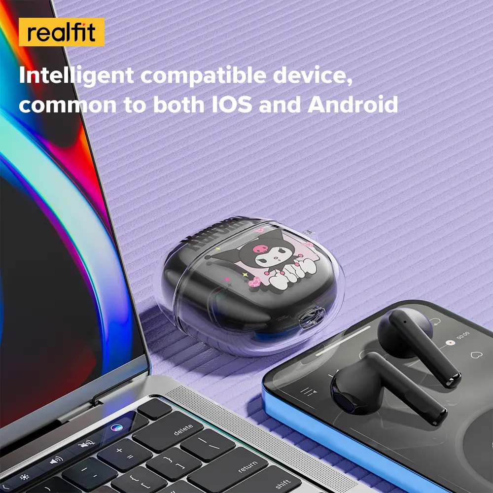 Tai Nghe Nhét Tai Nghe Bluetooth Realfit F1 TWS, Thiết Kế Hoạt Hình Dễ Thương, Đầy Màu Sắc, BT5.3, Tai Nghe Không Dây Mini, Có Mic | BigBuy360 - bigbuy360.vn